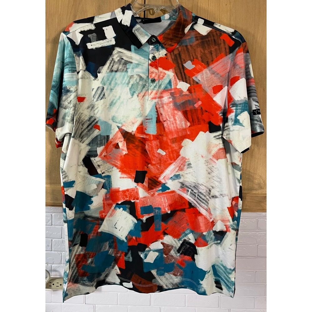 Yatta Golf Polo Shirt Mens Large Multicolor Abstract‎ Print Performance